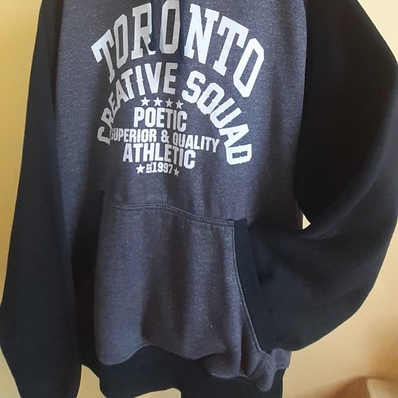 XL Men's Swag On Charcoal Gray and Black Sleeve Hooded Sweater - Picture 2 of 8